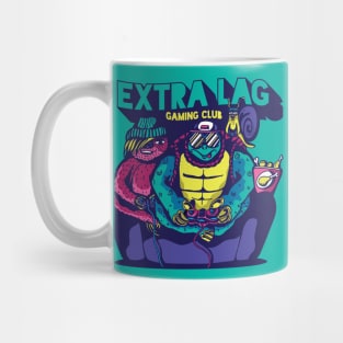 Extra Lag Gaming Club // Funny Gamer Sloth Turtle and Snail Mug